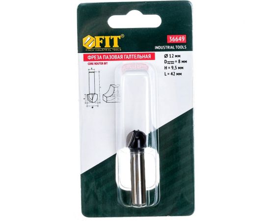 Фреза пазовая галтельная (12х9.5х42 мм) по дереву FIT IT 36649 