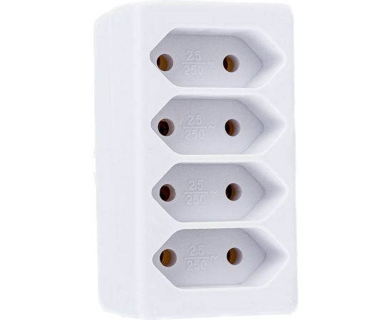 Блок на 4 гнезда TDM 2П 2,5 А, 250 B, под плоскую вилку, белый SQ1806-0203 