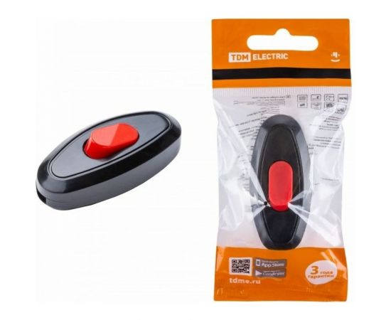 Выключатель на шнур TDM 6А, 250В, черный с красной кнопкой SQ1806-0222 