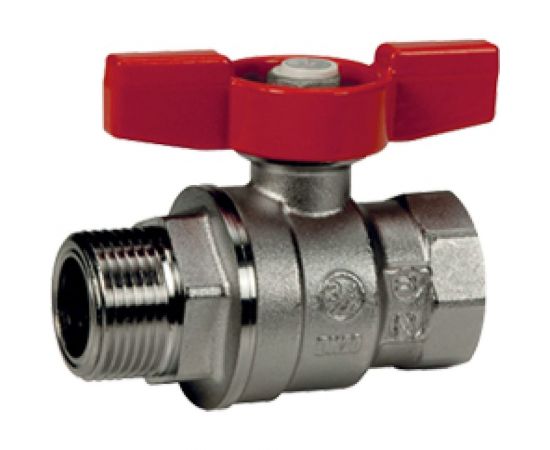 Шаровый кран Giacomini полнопроходной, резьба внутренняя/наружная 1/2, хром, ручка - рычаг красный R854LX023 