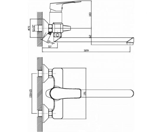 Смеситель для ванны Gota Rocio Leone переключение душа d35 1/10 054710-GOTA – изображение 2