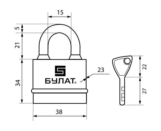 Навесной всепогодный замок БУЛАТ ВС 3-Н35 ПЛ 5 кл., d=5 мм 13979 – изображение 2