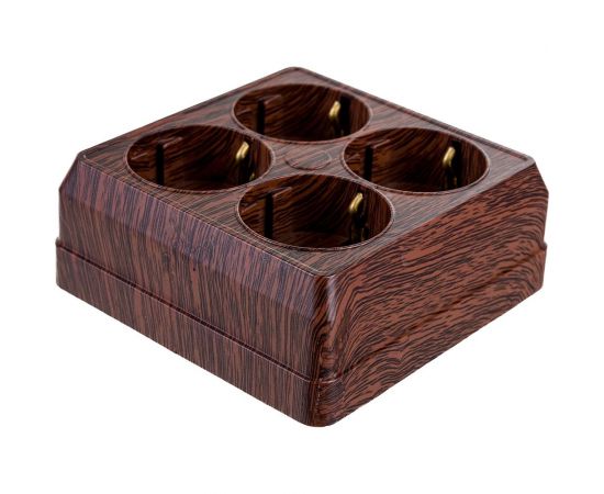 Четырехместная розетка TDM 2П+3 открытой установки IP20 16A с защитными шторками бук Ладога SQ1801-0323 – изображение 3