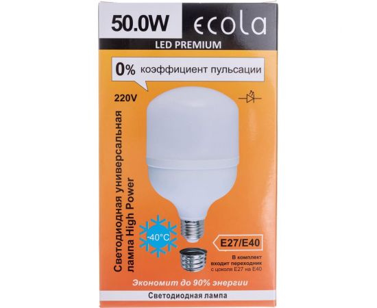 Светодиодная лампа Ecola High Power LED Premium 50W 220V универс. E27/E40 лампа 4000K 220x120mm HPUV50ELC – изображение 4