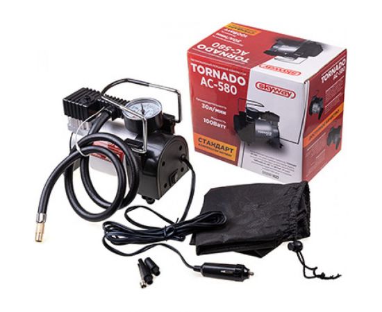 Компрессор SKYWAY ТОРНАДО АС-580 СТАНДАРТ металлический, 30 л/мин, в прикуриватель S02001023 