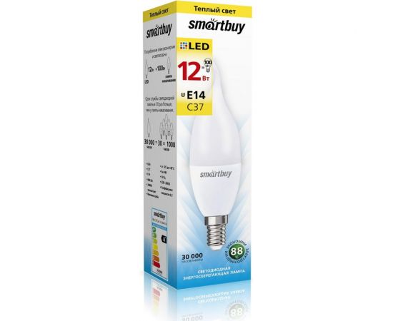 Лампа Smartbuy LED свеча на ветру C37-12W/3000/E14 SBL-C37Can-12-30K-E14 