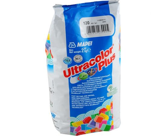 Затирка MAPEI ULTRACOLOR PLUS №130 для швов с водоотталкивающим и антигрибковым эффектом, жасмин 2 кг 6653 