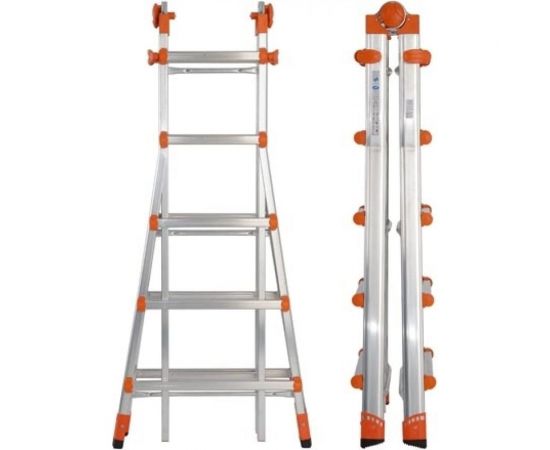 Шарнирная телескопическая лестница-стремянка Gierre PEPPina Mini, 4х3 перекладины AL010 – изображение 2
