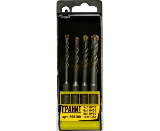 Набор буров Quadro-X (4 шт; 5х110/6х110/8х110/10х110 мм; SDS-PLUS) ГРАНИТ 568100 – изображение 2