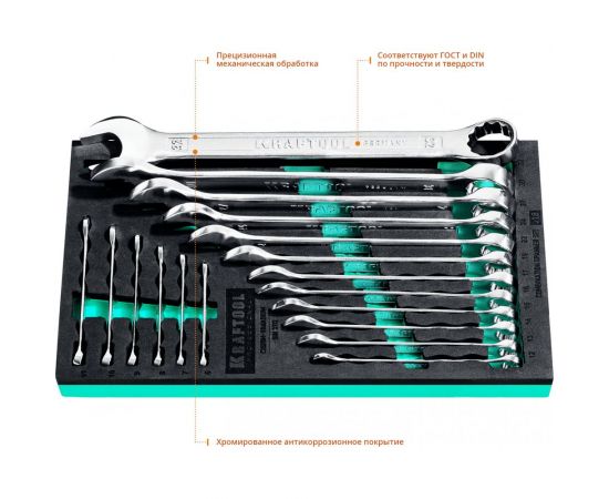 Набор комбинированных гаечных ключей Kraftool 18 шт 6 - 32 мм 27079-H18_z01 – изображение 2