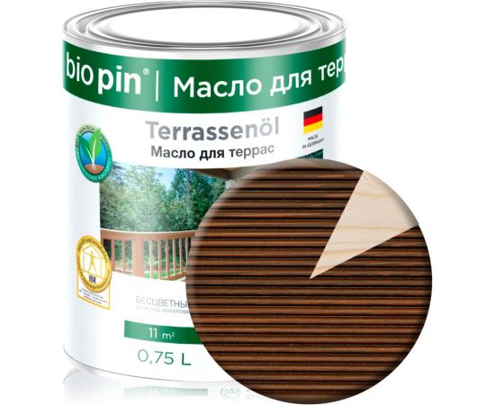 Масло для террас BIO PIN 4010 Terrassenol в цвете МАЙЯ 0,75 л 40101C103 – изображение 2