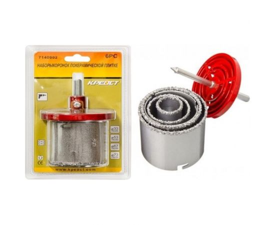 Набор коронок по керамической плитке (4 шт; 33, 53, 67, 73 мм) Креост 7140002 – изображение 2
