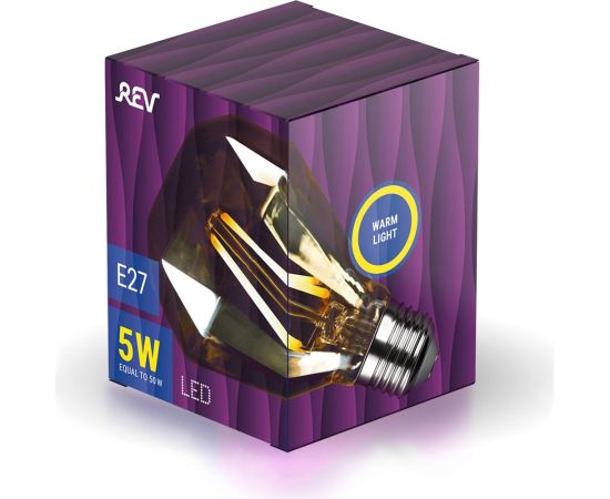 Светодиодная лампа REV VINTAGE GOLD FILAMENT колба ""Бриллиант"", E27, 5W, 2200K, DECO Premium, 32450 8 – изображение 3