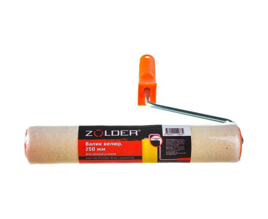 Валик ZOLDER велюр, 250 мм, с ручкой, 8 мм, ядро 40 мм, ворс 4 мм Z-2504 – изображение 3