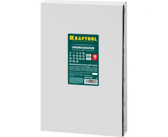 Набор комбинированных гаечных ключей Kraftool 18 шт 6 - 32 мм 27079-H18_z01 – изображение 5