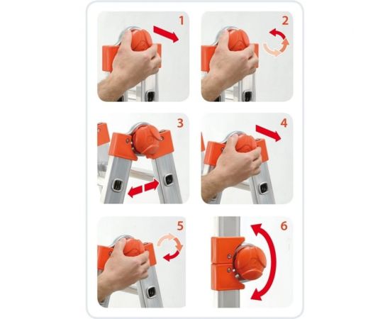 Шарнирная телескопическая лестница-стремянка Gierre PEPPina Mini, 4х3 перекладины AL010 – изображение 5