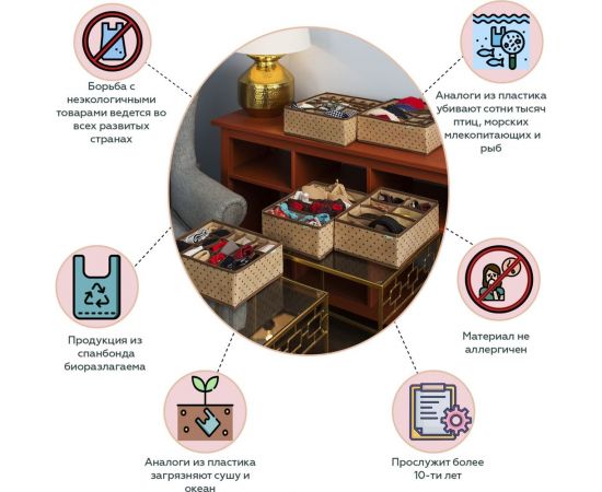 Органайзер на стол для косметики и украшений HOMSU 25х15х13 см HOM-807 – изображение 6