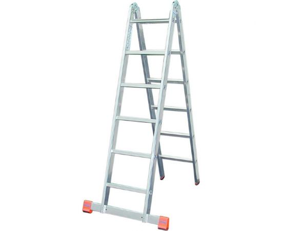 Шарнирная двусторонняя стремянка Krause MONTO TRIMATIC 2х8 перекладин 129918 