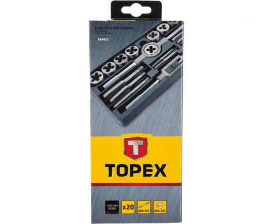 Набор плашек и метчиков M3 - M12, пласт. бокс TOPEX 20 шт. 14A425 – изображение 2