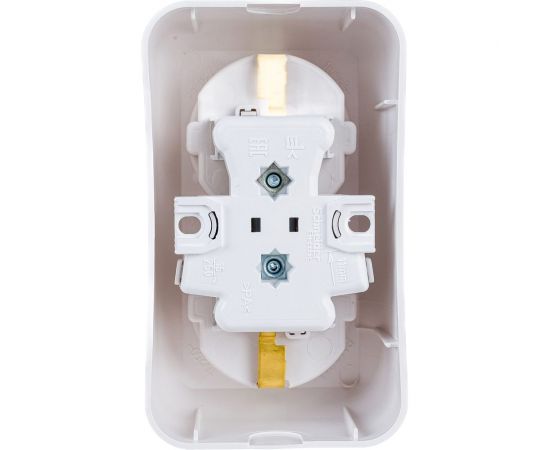 Двойная розетка Schneider Electric ПРИМА, О/У, с заземлением, со шторками, 16А, 250В, белый RA16-214-B – изображение 2