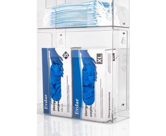 Органайзер для одноразовых СИЗ Evdar настенный, 2 упаковки перчаток, 2 вида СИЗ, медицинские маски O23020 – изображение 3