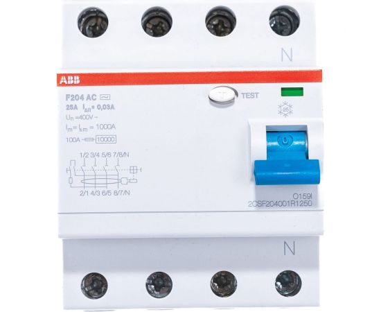 Выключатель дифференциального тока ABB 2CSF204001R1250 F204 4п AC 25A 30mA – изображение 4
