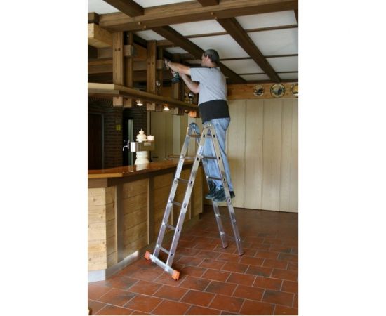 Шарнирная двусторонняя стремянка Krause MONTO TRIMATIC 2х8 перекладин 129918 – изображение 4