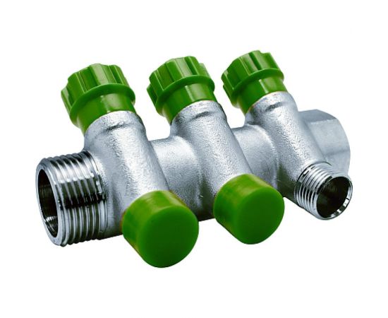 Коллектор EUROS с регулируемыми вентилями и переходами на резьбу, 3 выхода EU.ST3078135 3x34x12_k 