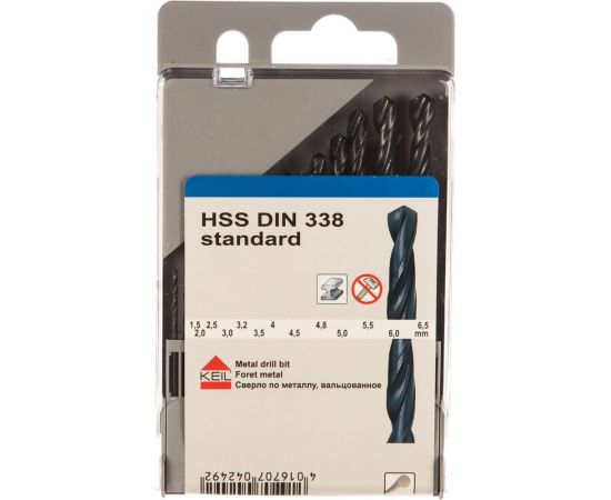 Набор сверл по металлу HSS DIN 338 1,5-6,5 мм, 13 шт. KEIL 300213165 – изображение 2