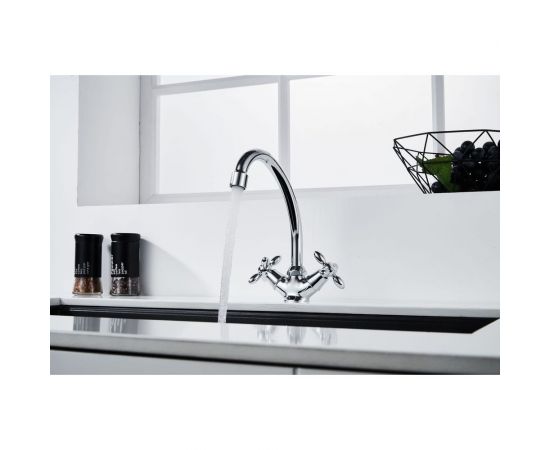 Двуручный смеситель для умывальника Decoroom с повортным изливом DR53012 – изображение 2