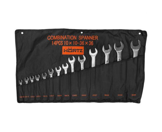 Набор комбинированных ключей HORTZ 14 штук, 10-36 мм, хромированные HOR 1017898 – изображение 2