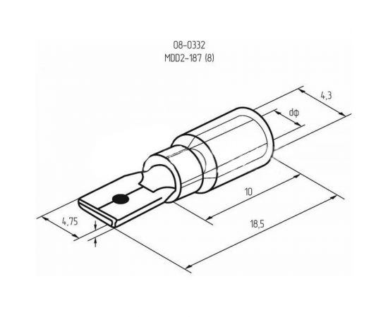 Плоская изолированная клемма REXANT штекер 4.8мм 1.5-2.5 кв.мм/РПИп 2-5 синяя 08-0332 – изображение 2