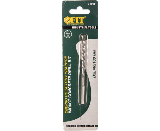 Сверло победитовое, хром-молибденовая сталь, трехгранный хвостовик (6х100 мм) FIT IT 34506 – изображение 3