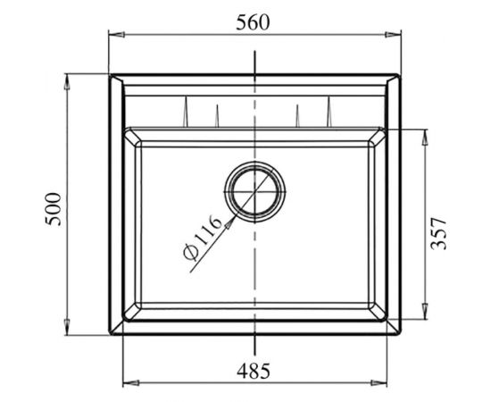 Мраморная мойка GRANFEST QUADRO GF-Q--561 1-чаша, 560х500 мм, графит арт. Q-561 граф – изображение 3