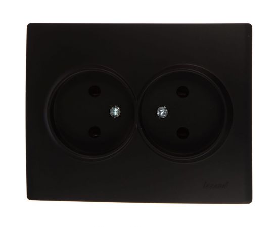 Двойная розетка Lezard KARINA без заземления, керамика, чёрный бархат 707-4200-128 