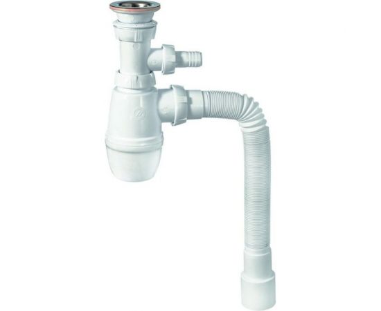 Сифон WIRQUIN МИНОР с выпуском 1 1/4х40 мм., с отводом для стиральной машины и гофротрубой, L 800 мм 30718052 