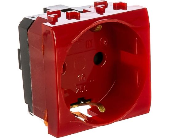 Двухмодульная электрическая розетка с заземлением и шторками, красная, DKC 76482R 