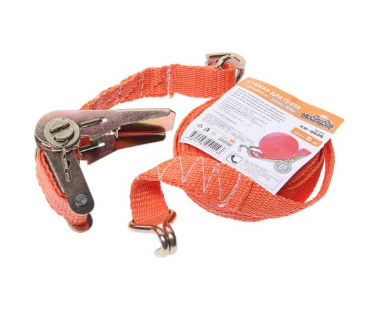 Стяжка для груза с храповиком АВТОСТОП 800кг, лента 5м х 25мм, в пакете AB-0805 