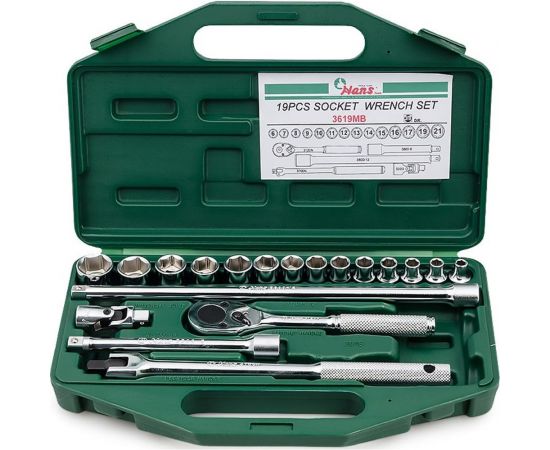 Универсальный набор 3/8"", 19шт Hans 3619MB 