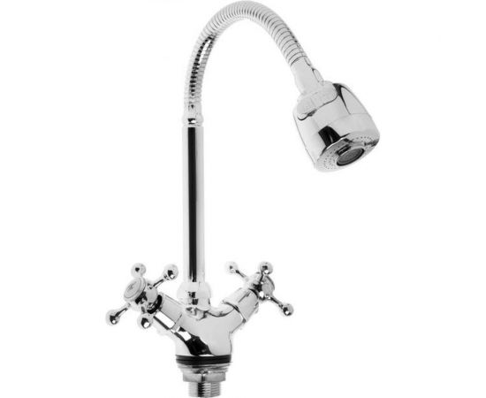 Смеситель для кухни ZEIN Z25120101 гибкий излив, кран-букса латунь 1/2"", хром 5118187 – изображение 2