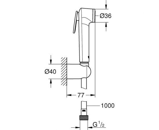 Душевой набор с гигиеническим душем, душевой шланг Grohe Tempesta-F Silverflex 1000 мм 26352000 – изображение 2