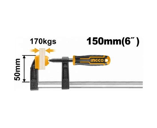 F-образная струбцина INGCO 50x150 мм HFC020501 – изображение 3
