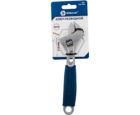 Разводной ключ 210мм, ширина захвата 30мм, двухкомпонентная рукоятка КОБАЛЬТ 244-940 – изображение 3