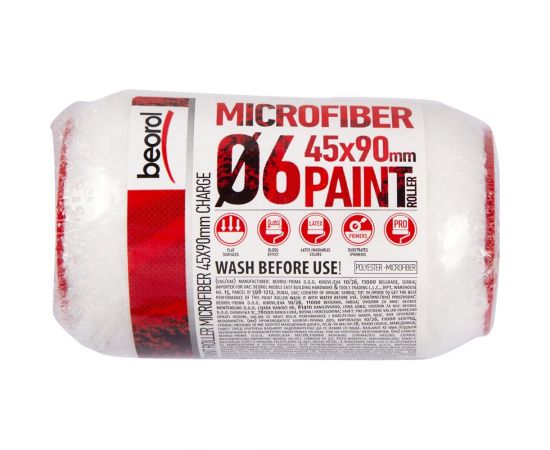 Запасной мини-валик BEOROL микрофибра, D45, 90 мм, ворс 9 мм, бюгель 6 мм 43962 – изображение 3