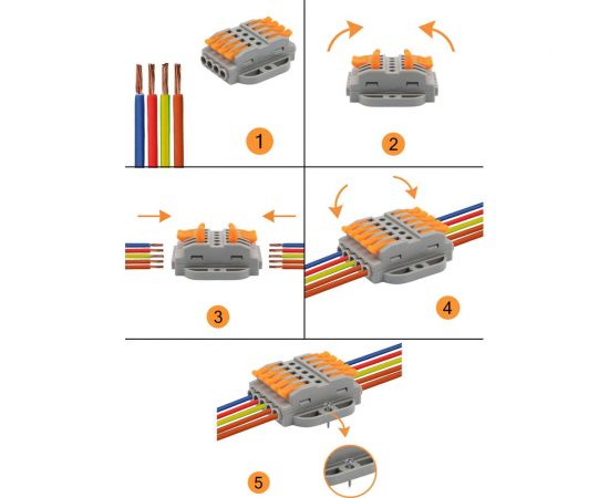 Проходная клемма REXANT СМК 5 полюсов 0,08-4 мм2 с монтажной площадкой серая 4 шт 07-6265-4 – изображение 4