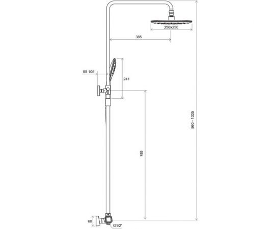 Душевая стойка со смесителем термостатом и ручным душем Ravak TD 091.00/150 X070103 00000054185 – изображение 4