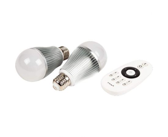 Умные светодиодные лампочки с регулируемой яркостью MAKSILED 2x7.5 Вт 220В E27 3000-6500К, изменение цвета, с пультом, ML-ADJ-SET-2BL+R – изображение 5