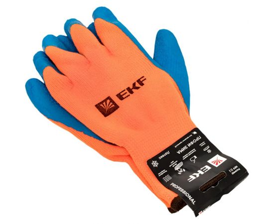 Рабочие утепленные перчатки EKF ПРОФИ ЗИМА с рельефным латексным покрытием, 10 класс, 9 размер pe10lt-9-pro 