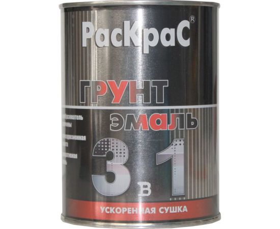 Грунт-эмаль РасКрас 3 в 1, RAL 3005 темно-вишневый, банка 0,9 кг 4690417023516 