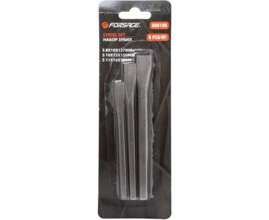 Набор зубил Forsage, 3 предмета 10x127 мм, 13x150 мм, 16x160 мм, в блистере F-50310B 50664 
